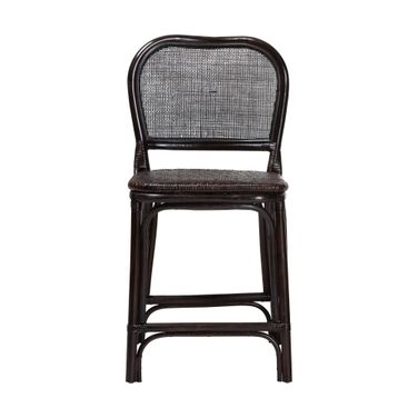 Irene Natural Rattan Handwoven Wicker Counter Stool with Lattice Backrest In White and Espresso