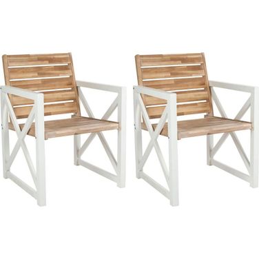 Irina White and Oak Arm Chair Set of 2