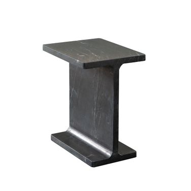 Iris I-Beam Accent Table In Genuine Black Marquine Marble