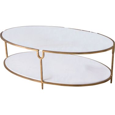 Iron And Stone Oval Coffee Table In Gold