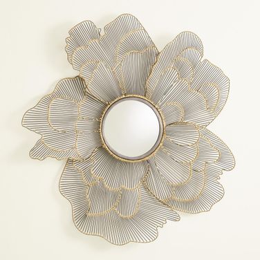 Iron Poppy Mirror In Brass