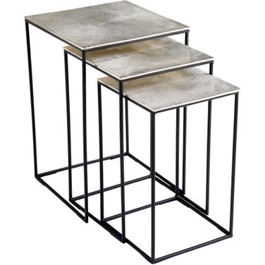 Irvine Silver Raw Nickel And Black Nesting Tables
