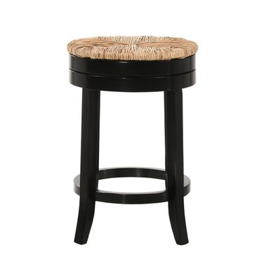 Irving 24 Inch Swivel Rush Seat Counter Stool In Antique Black and Kraft Brown