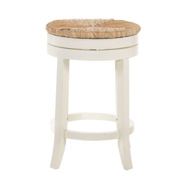 Irving 24 Inch Swivel Rush Seat Counter Stool In Antique White and Kraft Brown