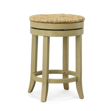 Irving 24 Inch Swivel Rush Seat Counter Stool In Weathered Gray and Kraft Brown