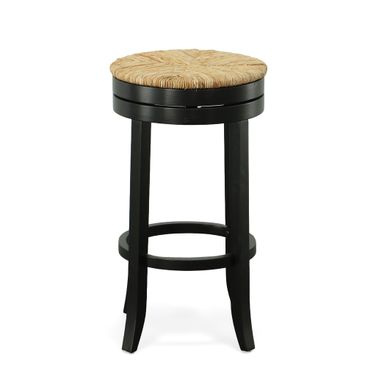 Irving 30 Inch Swivel Rush Seat Barstool In Antique Black and Kraft Brown