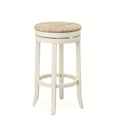 Irving 30 Inch Swivel Rush Seat Barstool In Antique White and Kraft Brown