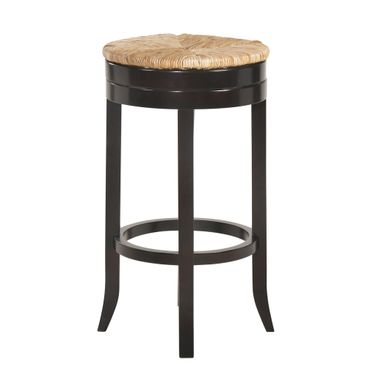 Irving 30 Inch Swivel Rush Seat Barstool In Espresso and Kraft Brown