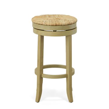 Irving 30 Inch Swivel Rush Seat Barstool In Weathered Gray and Kraft Brown