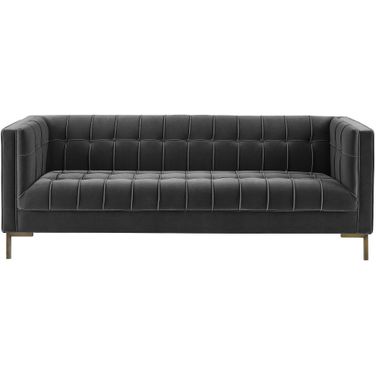 Isaac Channel Stitch Sofa In Gray Velvet