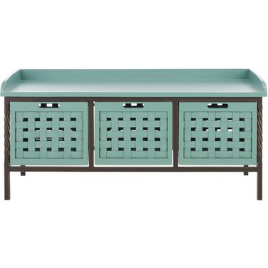 Isaac Dusty Green 3-Drawer Wooden Storage Bench