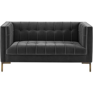 Isaac Stitch Loveseat In Gray Velvet