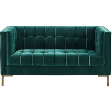 Isaac Stitch Loveseat In Green Velvet
