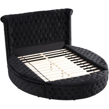 Isabella Fabric Platform Queen Bed With Storage In Black