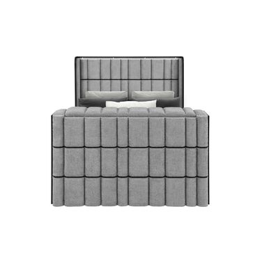 Isabella Queen Upholstered Bed with LED, TV Lift, Speaker and Fireplace In Grey