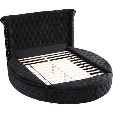 Isabella Velvet Platform King Bed With Storage In Black