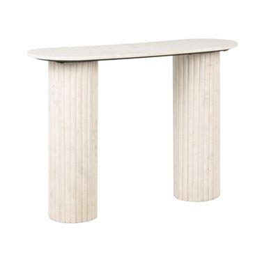 Isadora Marble Console Table with Fluted Column Base In White