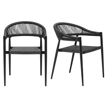 Iselin Stackable Outdoor Armchair Set of 2 In Black