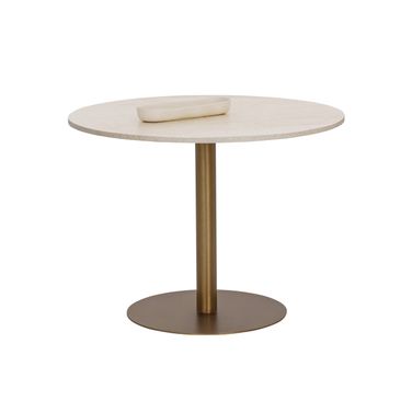 Iska 39.5 Inch Round Bistro Table In Antique Gold and Cream