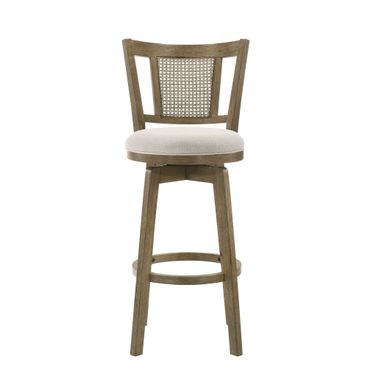 Isla 26 Inch Counter Height Rubberwood Swivel Barstool with Fabric Seat In Cream and Putty Brown