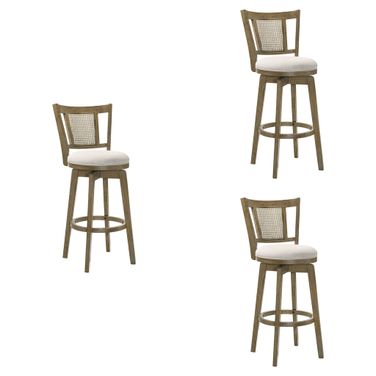 Isla 26 Inch Counter Height Swivel Barstool Set of 3 In Cream and Putty Brown