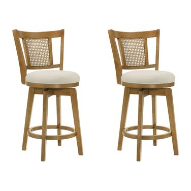 Isla 30 Inch Bar Height Swivel Barstool Set of 2 In Ivory and Amber Glow