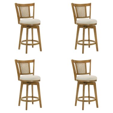 Isla 30 Inch Bar Height Swivel Barstool Set of 4 In Ivory and Amber Glow