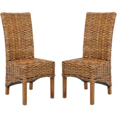 Isla Brown 18 Inch Rattan Side Chair Set of 2