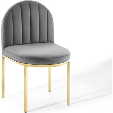 Isla Channel Tufted Performance Velvet Dining Side Chair In Gold Gray