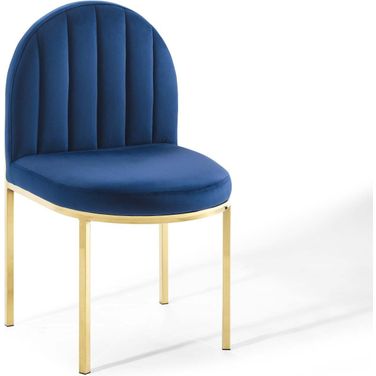 Isla Channel Tufted Performance Velvet Dining Side Chair In Gold Navy