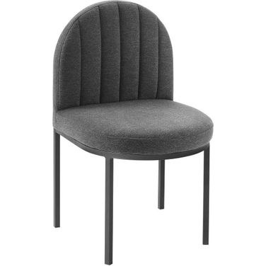 Isla Channel Tufted Upholstered Fabric Dining Side Chair In Black Charcoal