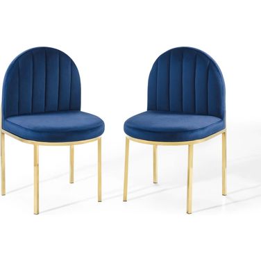 Isla Dining Side Chair Performance Velvet Set of 2 In Gold/Navy