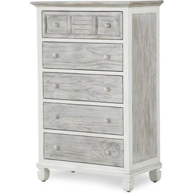 Islamorada 5 Drawer Chest In White And Grey