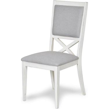 Islamorada Upholstered Dining Chair In White And Grey