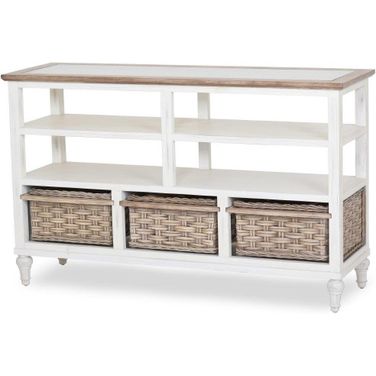 Island Breeze 3 Basket Entertainment Center In White And Brown