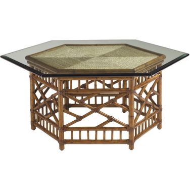 Island Estate Key Largo Cocktail Table with Glass Top In Plantation