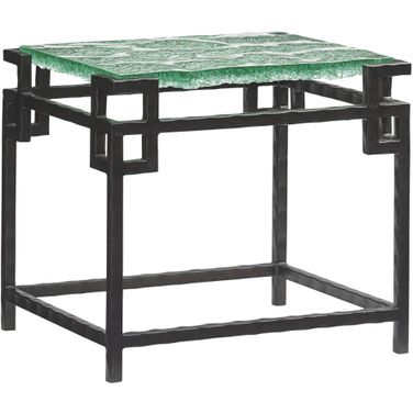Island Fusion Hermes Reef Glass Top End Table In Sebana