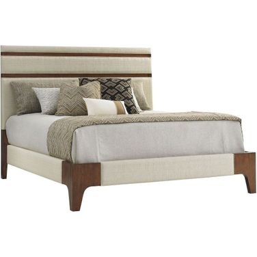 Island Fusion Mandarin Upholstered California King Panel Bed In Sebana