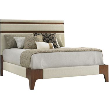 Island Fusion Mandarin Upholstered King Panel Bed In Sebana