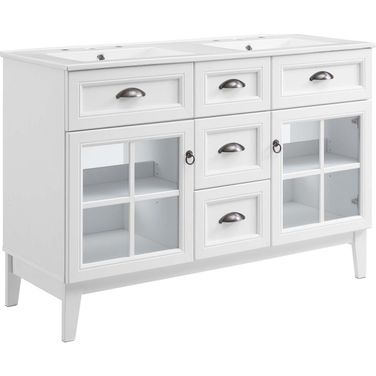 Isle 48 Inch Double Bathroom Vanity Cabinet in White