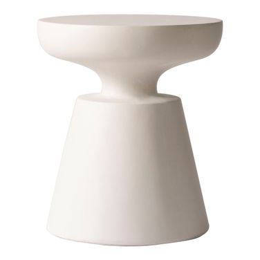 Isle Fiberglass Outdoor Side Table In Cream