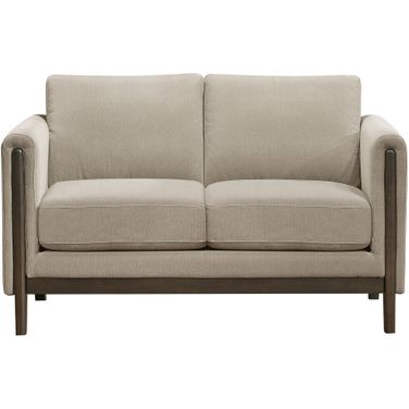 Islington Fabric Upholstered Panel Arm Loveseat In Taupe