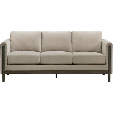 Islington Fabric Upholstered Panel Arm Sofa In Taupe
