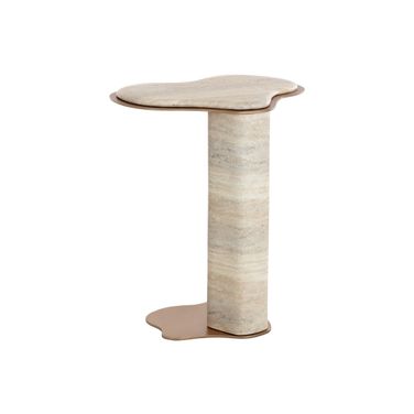 Isola Travertine Look End Table In Dune