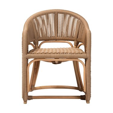 Isra Natural Rattan Accent Chair with Handwoven Synthetic Wicker In Natural Brown