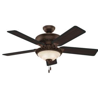 Italian Countryside 52 Inch Ceiling Fan with LED Light Kit and Pull Chain In Cocoa and Aged Barnwood