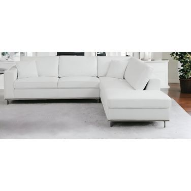 Italian Leather Reclining L Shaped Two Piece Corner Sectional In White