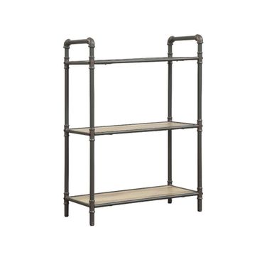 Itzel Antique Oak and Sandy Gray 3 Shelf Bookshelf