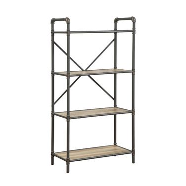 Itzel Antique Oak and Sandy Gray 4 Shelf Bookshelf