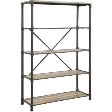 Itzel Antique Oak and Sandy Gray Bookshelf